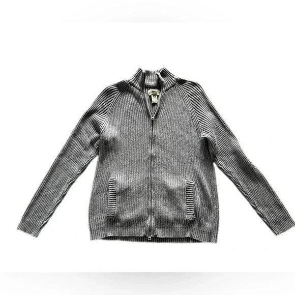 American Rag Gray Ribbed Knit Full Zip Up Sweater Men’s XL - Picture 1 of 11